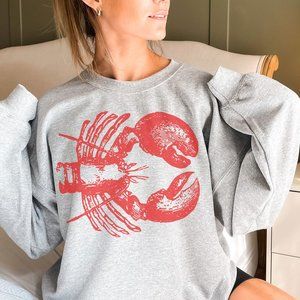 Lobster Sweatshirt, Maine Sweatshirt, Lobster Lover, Womens Beachy Sweatshirt,